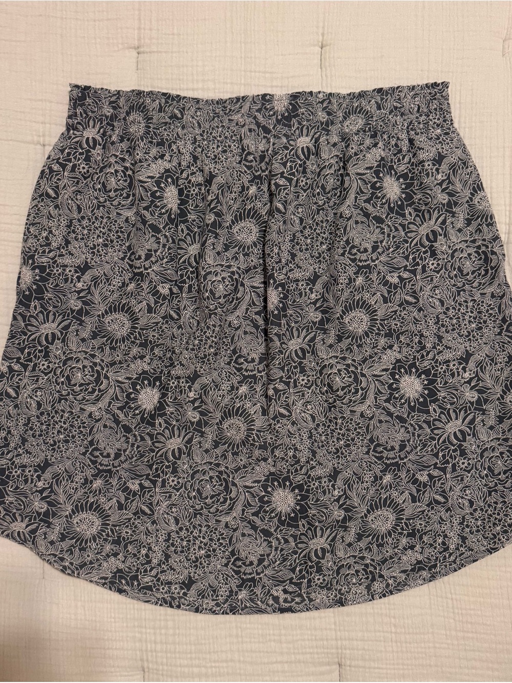 LOFT Navy and White Floral A-Line Skirt